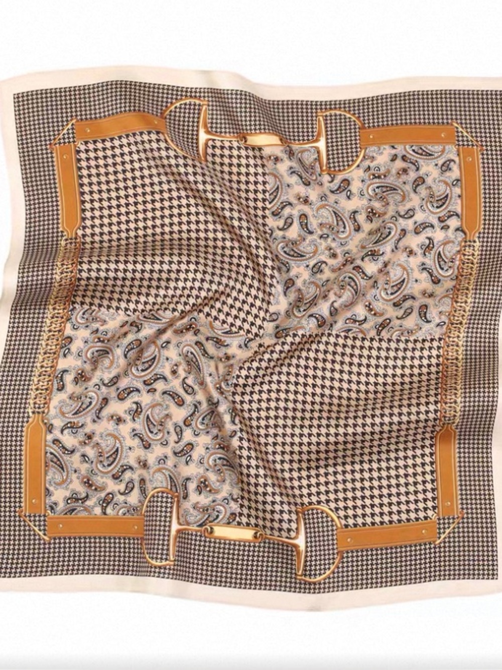 100% silk scarf bandana houndstooth paisley